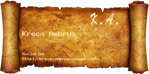 Krecs Ambrus névjegykártya